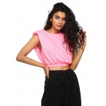  Padded Shoulder Cropped Tee